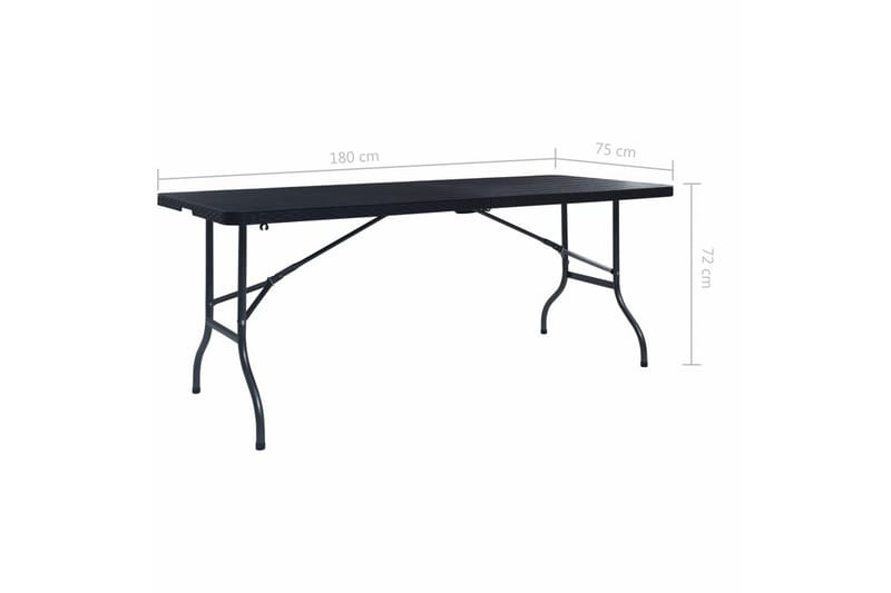 Hopfällbart Trädgårdsbord svart 180x75x72 cm HDPE konstrotti - Svart - Utemöbler - Utebord & trädgårdsbord - Matbord utomhus