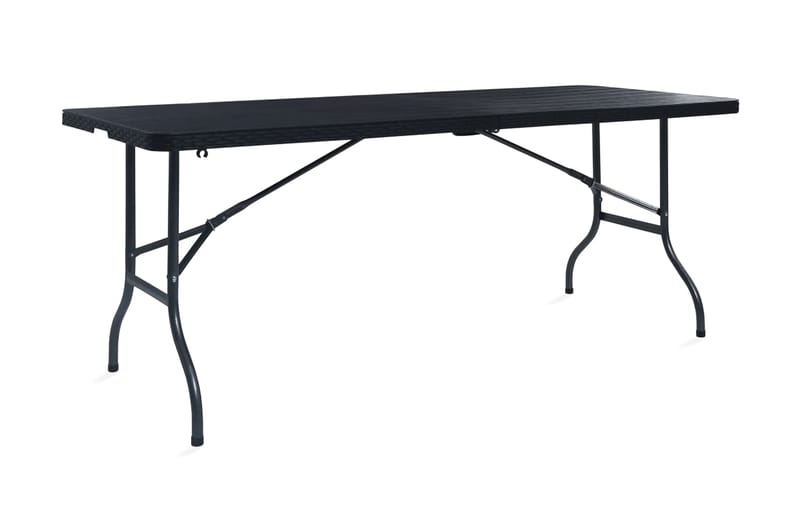 Hopfällbart Trädgårdsbord svart 180x75x72 cm HDPE konstrotti - Svart - Utemöbler - Utebord & trädgårdsbord - Matbord utomhus