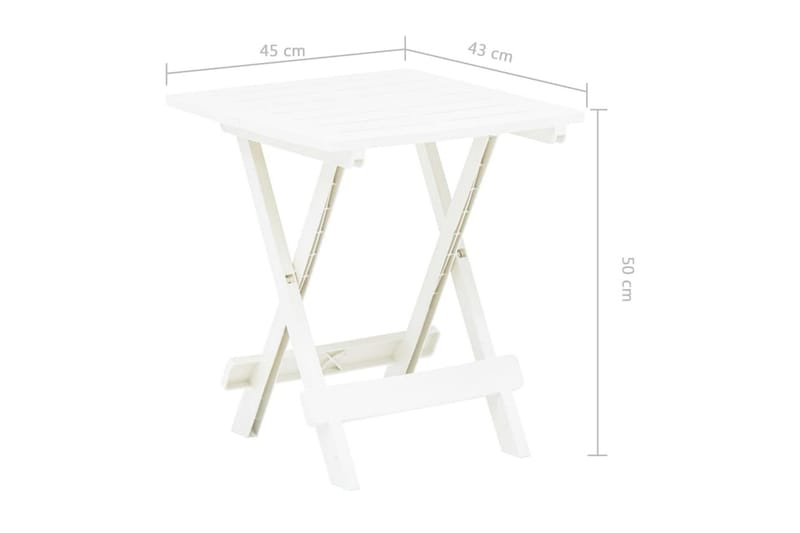 Hopfällbart Trädgårdsbord vit 45x43x50 cm plast - Vit - Utemöbler - Utebord & trädgårdsbord - Matbord utomhus