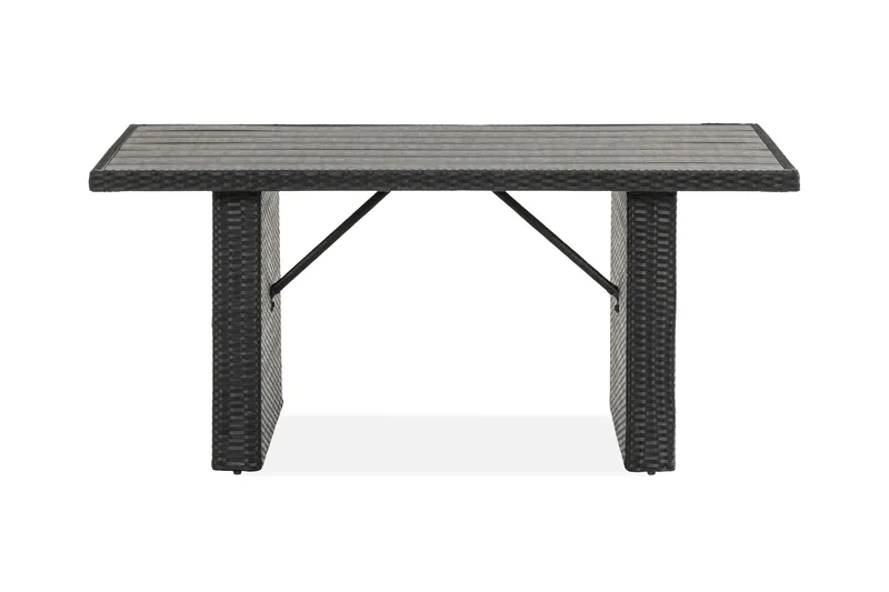 James Utebord 85x145 cm – Matbord utomhus i konstrotting med bordsskiva i Aintwood - Svart - Utemöbler - Utebord & trädgårdsbord - Matbord utomhus