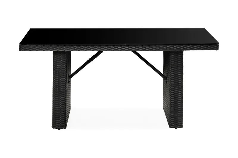 James Utebord 85x145 cm – Matbord utomhus i konstrotting med bordsskiva i Glas - Svart - Utemöbler - Utebord & trädgårdsbord - Matbord utomhus