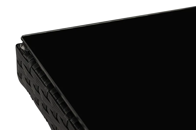 James Utebord 85x145 cm – Matbord utomhus i konstrotting med bordsskiva i Glas - Svart - Utemöbler - Utebord & trädgårdsbord - Matbord utomhus