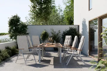 Las Vegas Förlängningsbart Matbord Utomhus 220x280x100 cm - Vit / Natur - Utemöbler - Utebord & trädgårdsbord - Matbord utomhus