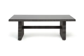 Majestic Matbord Utomhus 210x100 cm – Utebord i konstrotting med bordsskiva i Glas för Trädgård och Altan - Grå - Utemöbler - Utebord & trädgårdsbord - Matbord utomhus