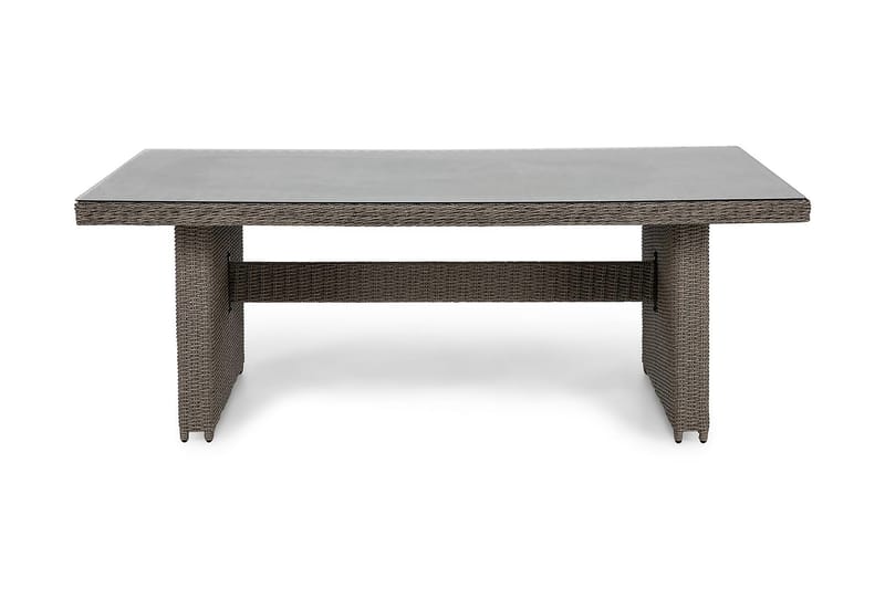 Marcus Stort Matbord Utomhus 200x100 cm – Utebord i konstrotting med glasskiva för Uteplats och Trädgård - Grå - Utemöbler - Utebord & trädgårdsbord - Matbord utomhus