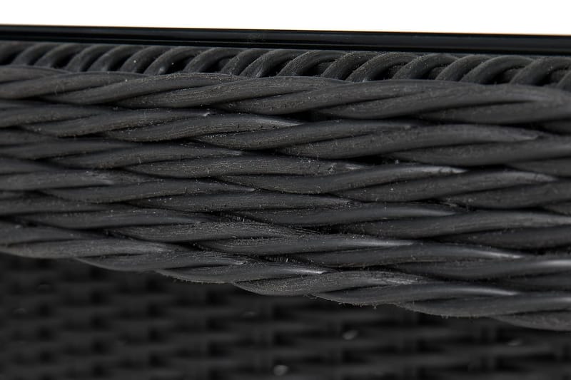 Marcus Stort Matbord Utomhus 200x100 cm – Utebord i konstrotting med glasskiva för Uteplats och Trädgård - Svart - Utemöbler - Utebord & trädgårdsbord - Matbord utomhus