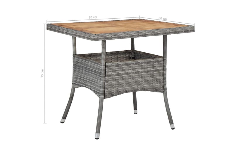 Matbord för trädgård grå konstrotting och massiv akacia - Grå - Matbord utomhus