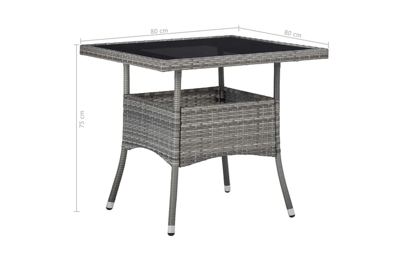 Matbord Utomhus för trädgård grå konstrotting och glas - Grå - Utemöbler - Utebord & trädgårdsbord - Matbord utomhus