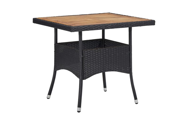 Matbord Utomhus för trädgård svart konstrotting och massiv akacia - Svart - Utemöbler - Utebord & trädgårdsbord - Matbord utomhus