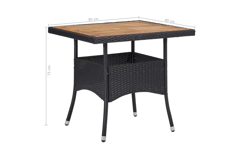 Matbord Utomhus för trädgård svart konstrotting och massiv akacia - Svart - Utemöbler - Utebord & trädgårdsbord - Matbord utomhus
