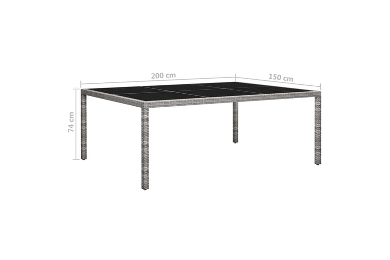 Matbord Utomhus för trädgården grå 200x150x74 cm konstrotting - Grå - Utemöbler - Utebord & trädgårdsbord - Matbord utomhus