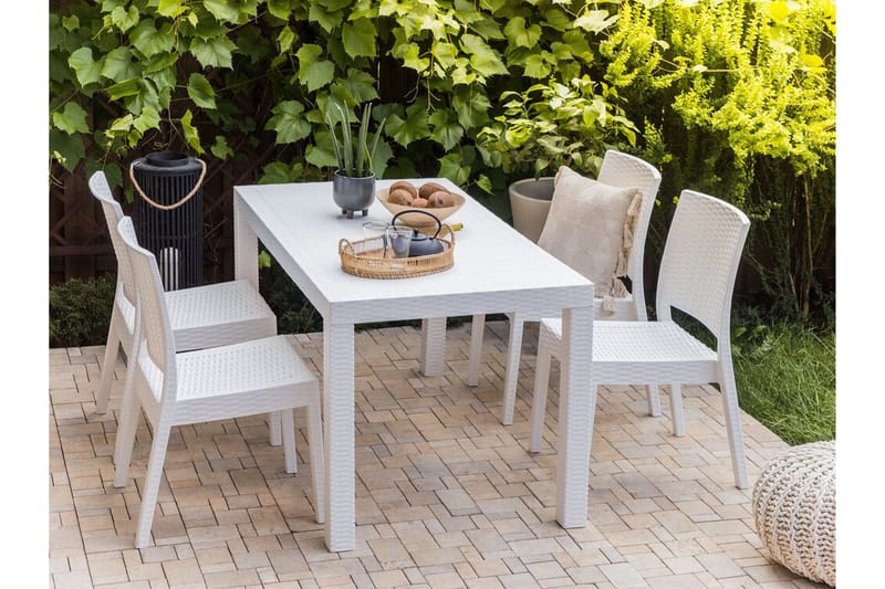 Matbord Utomhus vit 140 x 80 cm FOSSANO - Vit - Utemöbler - Utebord & trädgårdsbord - Matbord utomhus