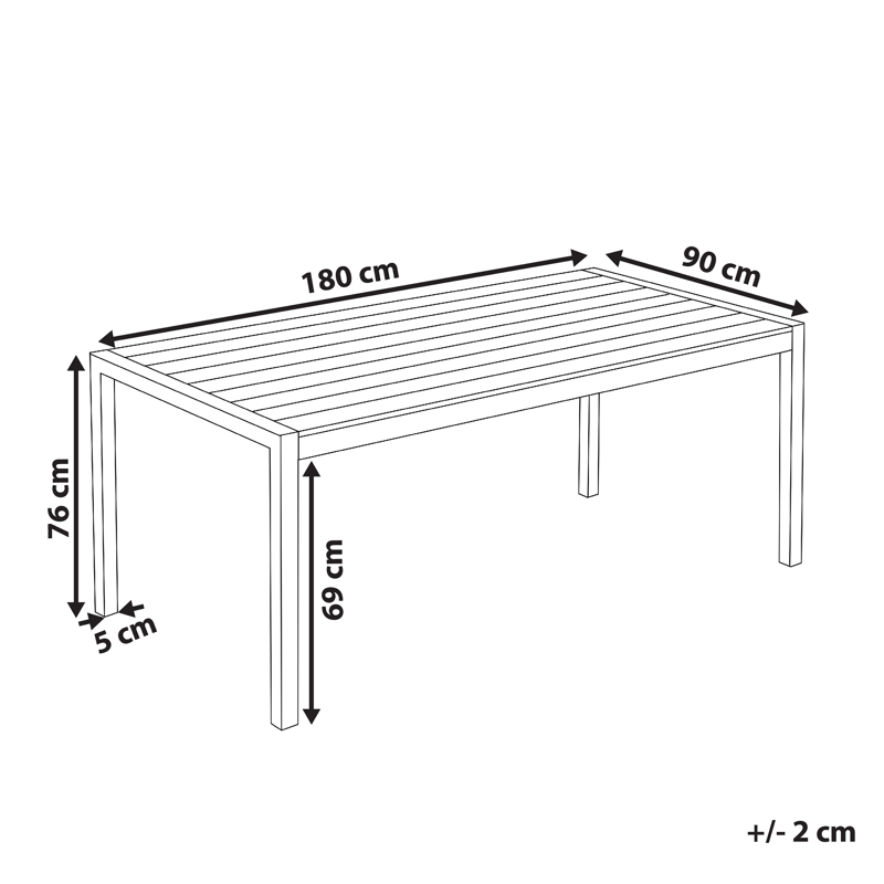 Matbord Vernio 180 cm - Grå - Utemöbler - Utebord & trädgårdsbord - Matbord utomhus