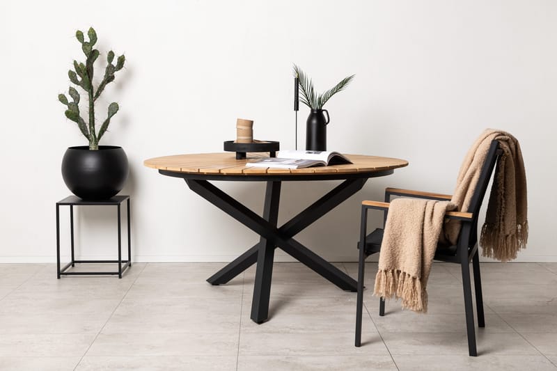 Mexico Matbord Utomhus Rund 140 cm Brun/Svart - Venture Home - Utemöbler - Utebord & trädgårdsbord - Matbord utomhus