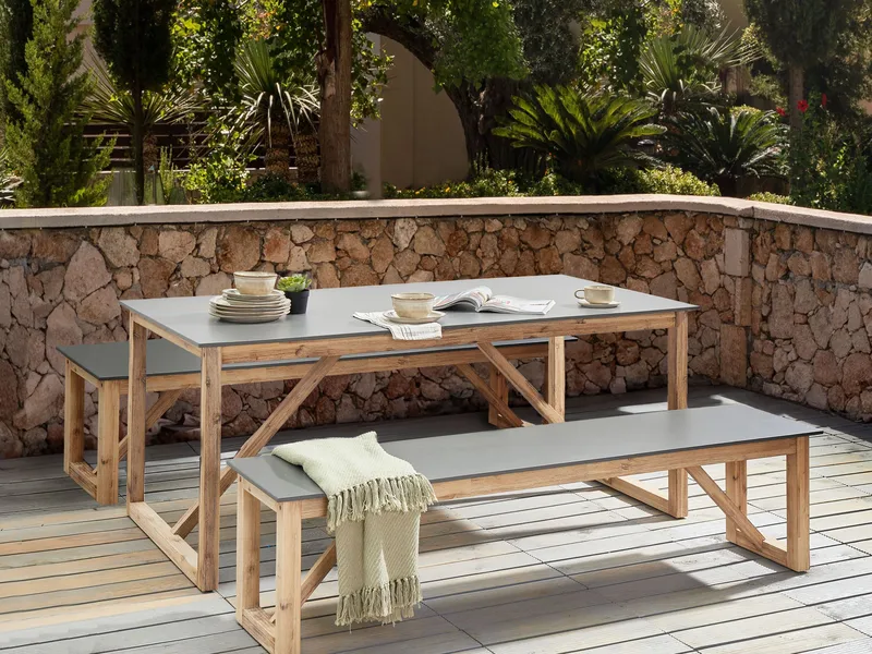 Matbord utomhus Notteri 90x180 cm Betong - Grå/Brun - Utemöbler - Utebord & trädgårdsbord - Matbord utomhus