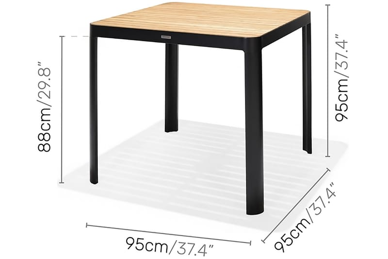 Portals bord 95 cm - Svart/Trä - Matbord utomhus