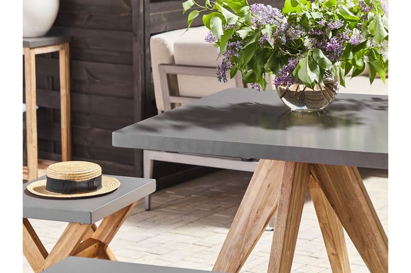 Rund trädgårdsbord betongeffekt 90 c 90 cm OLBIA - Grå - Matbord utomhus