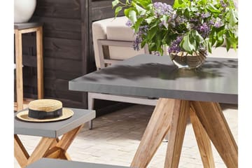 Rund Trädgårdsbord betongeffekt 90 c 90 cm OLBIA - Grå - Utemöbler - Utebord & trädgårdsbord - Matbord utomhus