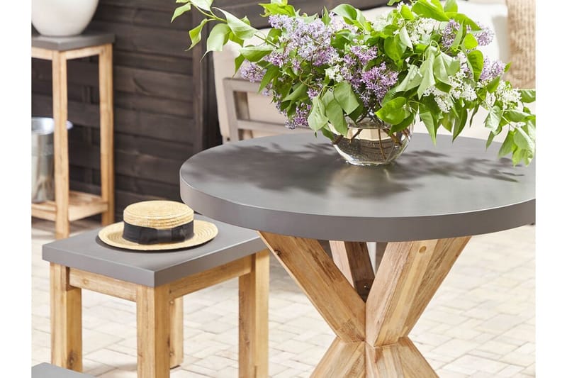 Rund Trädgårdsbord betongeffekt 90 cm OLBIA - Grå - Utemöbler - Utebord & trädgårdsbord - Matbord utomhus