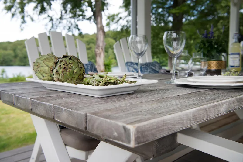 Shabby Chic Matbord Utomhus 195x86 cm Grå/Vit - Hillerstorp - Utemöbler - Utebord & trädgårdsbord - Matbord utomhus