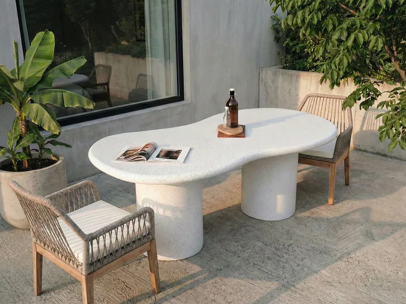 Matbord utomhus Sirmione 200 cm Terrazzoeffekt - Vit - Utemöbler - Utebord & trädgårdsbord - Matbord utomhus