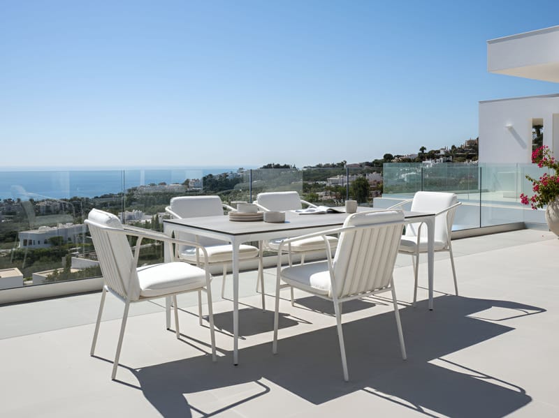 Matbord utomhus Sovareto 90x180 cm Imitation Av Trä - Grå/Vit - Utemöbler - Utebord & trädgårdsbord - Matbord utomhus