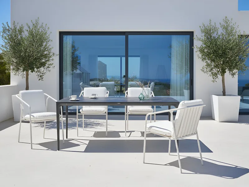 Matbord utomhus Sovareto 90x180 cm Marmoreffekt - Svart/Grå - Utemöbler - Utebord & trädgårdsbord - Matbord utomhus