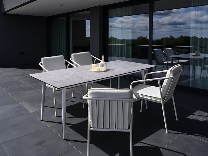 Matbord utomhus Tolentino 90x180 cm Steneffekt - Grå/Vit - Utemöbler - Utebord & trädgårdsbord - Matbord utomhus