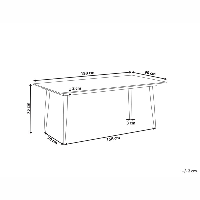 Matbord utomhus Tolentino 90x180 cm Steneffekt - Vit/Beige - Utemöbler - Utebord & trädgårdsbord - Matbord utomhus