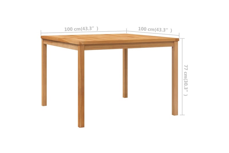 Trädgårdsbord 110x110x77 cm massiv teak - Brun - Utemöbler - Utebord & trädgårdsbord - Matbord utomhus