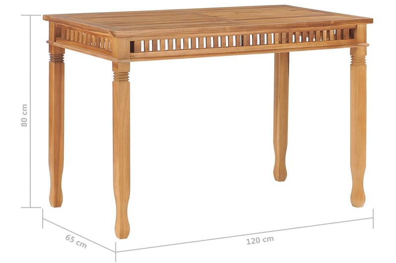 Trädgårdsbord 120x65x80 cm massiv teak - Brun - Utemöbler - Utebord & trädgårdsbord - Matbord utomhus