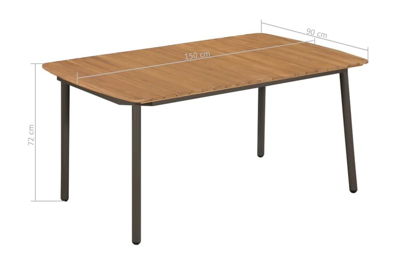 Trädgårdsbord 150x90x72cm massivt akaciaträ och stål - Brun - Utemöbler - Utebord & trädgårdsbord - Matbord utomhus