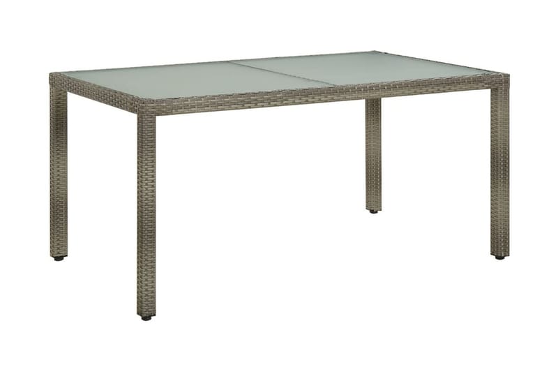 Trädgårdsbord 150x90x75 cm härdat glas och konstrotting grå - Grå - Matbord utomhus