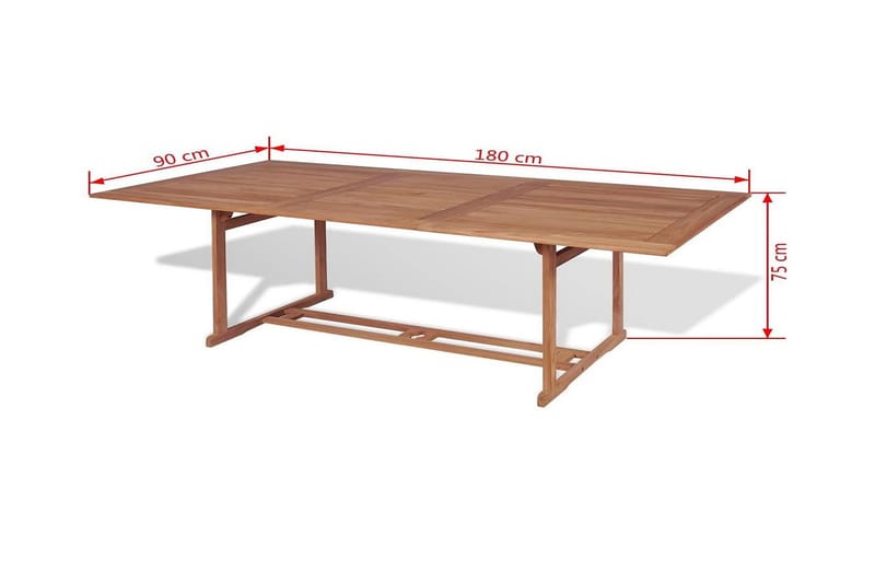Trädgårdsbord 180x90x75 cm massiv teak - Brun - Utemöbler - Utebord & trädgårdsbord - Matbord utomhus