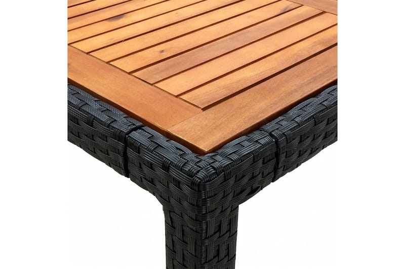 Trädgårdsbord 190x90x75 cm konstrotting och akaciaträ svart - Svart - Utemöbler - Utebord & trädgårdsbord - Matbord utomhus