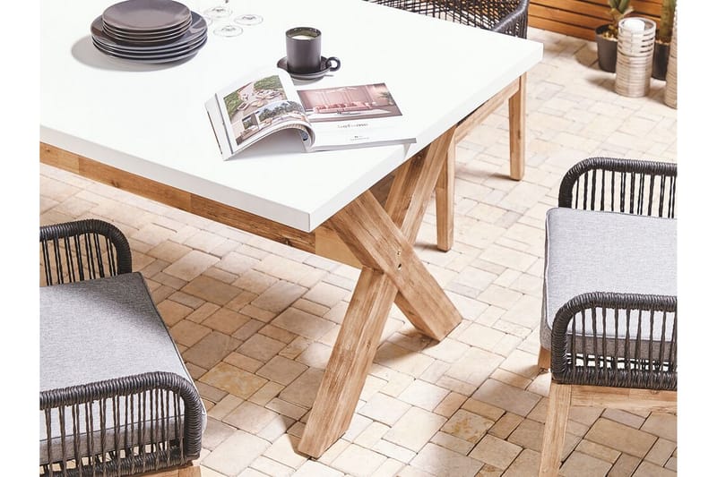 Trädgårdsbord 200 x 100 cm vit OLBIA - Vit - Utemöbler - Utebord & trädgårdsbord - Matbord utomhus