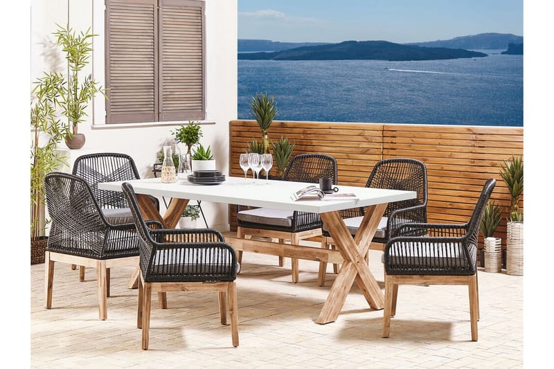 Trädgårdsbord 200 x 100 cm vit OLBIA - Vit - Utemöbler - Utebord & trädgårdsbord - Matbord utomhus