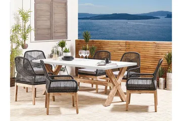 Trädgårdsbord 200 x 100 cm vit OLBIA - Vit - Utemöbler - Utebord & trädgårdsbord - Matbord utomhus