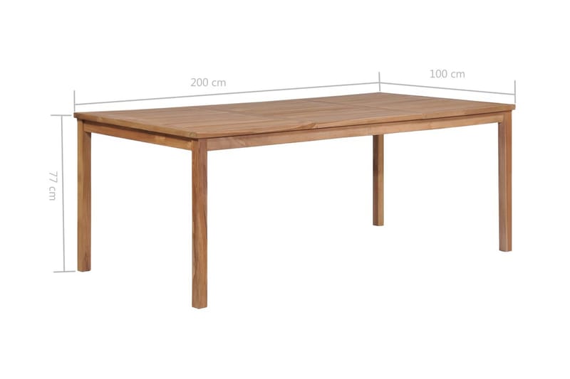 Trädgårdsbord 200x100x77 cm massiv teak - Brun - Matbord utomhus
