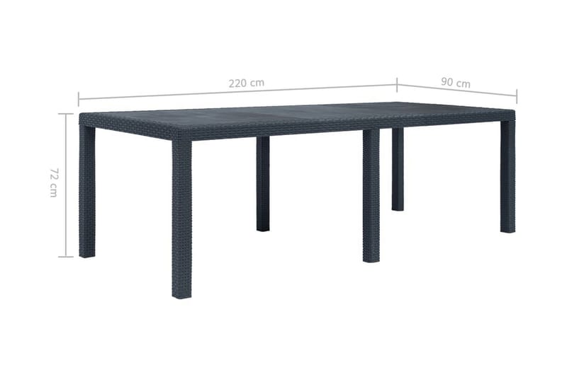 Trädgårdsbord 220x90x72 cm konstrotting antracit - Grå - Utemöbler - Utebord & trädgårdsbord - Matbord utomhus