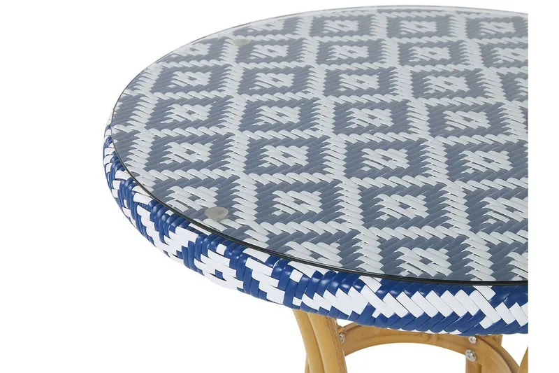 Trädgårdsbord 70 cm blå/vit mönster RIFREDDO - Blå - Utemöbler - Utebord & trädgårdsbord - Matbord utomhus