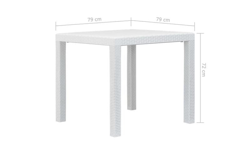 Trädgårdsbord 79x79x72 cm konstrotting vit - Vit - Matbord utomhus