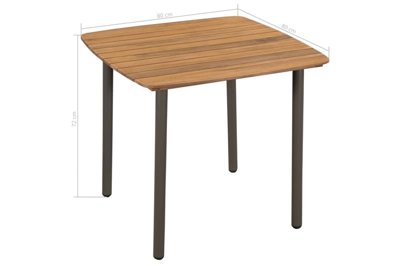 Trädgårdsbord 80x80x72cm massivt akaciaträ och stål - Brun - Utemöbler - Utebord & trädgårdsbord - Matbord utomhus