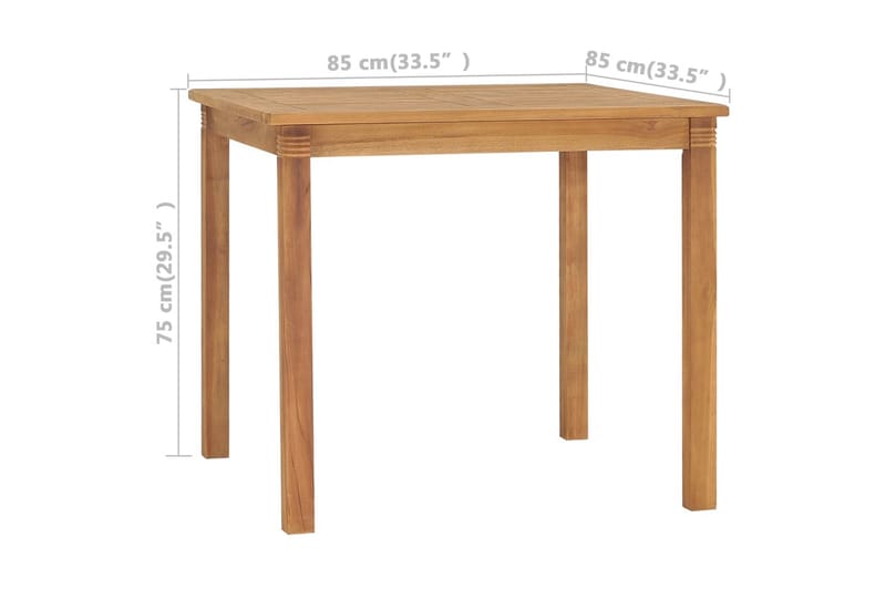 Trädgårdsbord 85x85x75 cm massiv teak - Brun - Utemöbler - Utebord & trädgårdsbord - Matbord utomhus