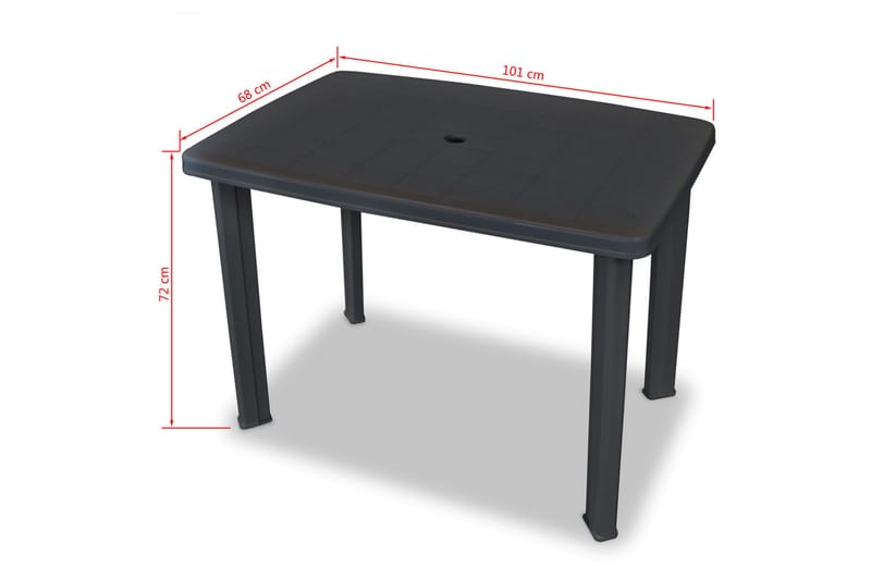 Trädgårdsbord antracit 101x68x72 cm plast - Grå - Utemöbler - Utebord & trädgårdsbord - Matbord utomhus