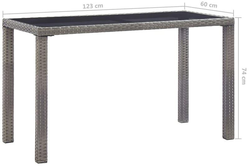 Trädgårdsbord antracit 123x60x74 cm konstrotting - Grå - Utemöbler - Utebord & trädgårdsbord - Matbord utomhus
