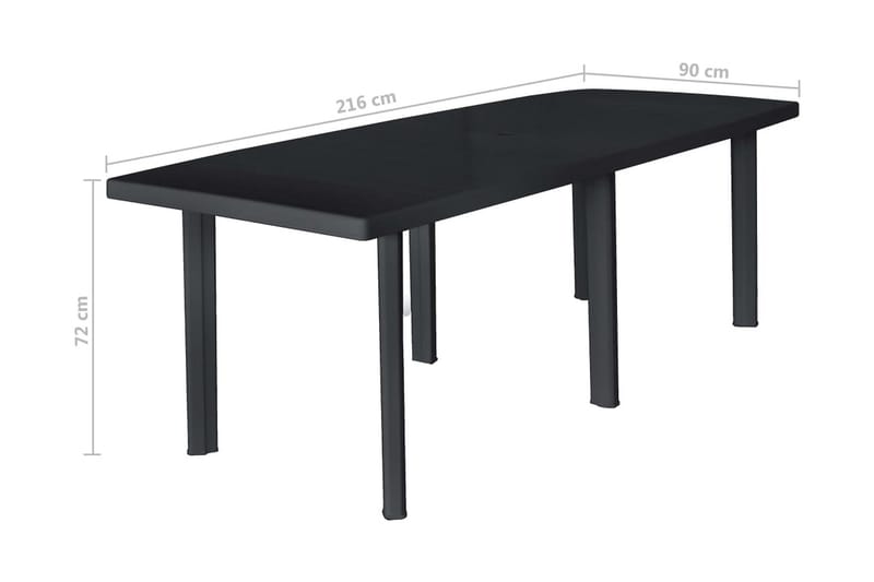 Trädgårdsbord antracit 216x90x72 cm plast - Grå - Matbord utomhus