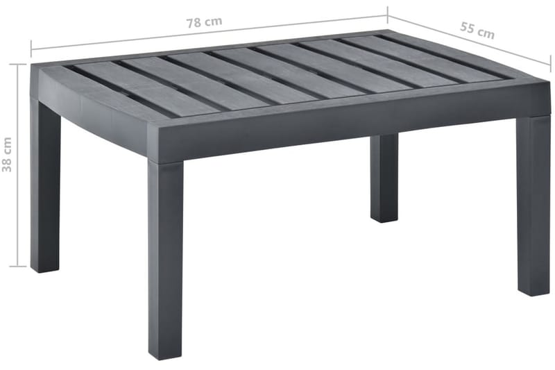 Trädgårdsbord antracit 78x55x38 cm plast - Grå - Utemöbler - Utebord & trädgårdsbord - Matbord utomhus