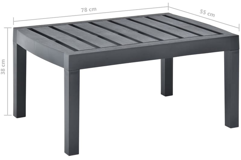 Trädgårdsbord antracit 78x55x38 cm plast - Grå - Matbord utomhus