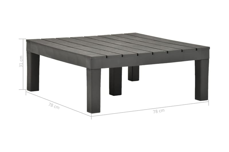 Trädgårdsbord antracit 78x78x31 cm plast - Grå - Matbord utomhus